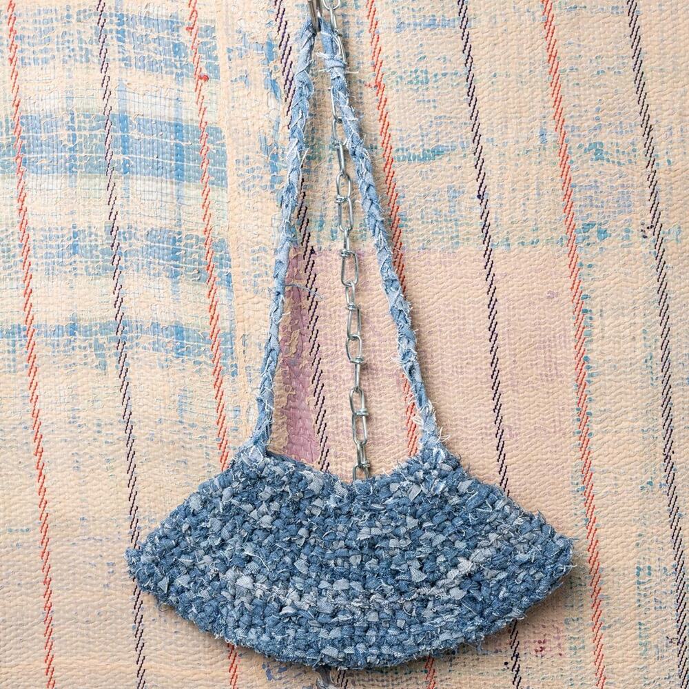 Upcycled Crochet Baguette Bag |crochet Shoulder Bag - Picture 1 of 6